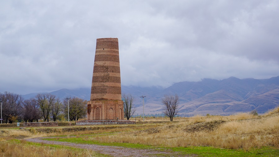 Burana Tower in Chuy Valley in Kyrgyzstan