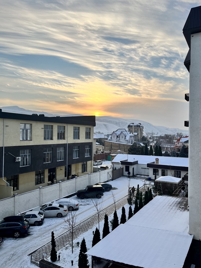 Sunset during winter in Kyrgyzstan